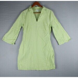 Cynthia Rowley 3/4 Sleeve Linen Blend Lime Green Dress Summer Casual